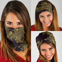 Indonesian Parang Batik Neck Gaiter Yellow Floral Pattern