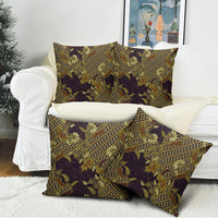 Indonesian Parang Batik Pillow Cover Yellow Floral Pattern