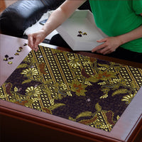 Indonesian Parang Batik Puzzle Yellow Floral Pattern
