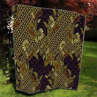 Indonesian Parang Batik Quilt Yellow Floral Pattern
