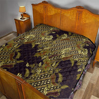 Indonesian Parang Batik Quilt Yellow Floral Pattern