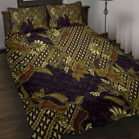 Indonesian Parang Batik Quilt Bed Set Yellow Floral Pattern