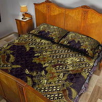 Indonesian Parang Batik Quilt Bed Set Yellow Floral Pattern