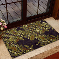 Indonesian Parang Batik Rubber Doormat Yellow Floral Pattern