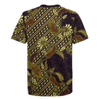 Indonesian Parang Batik Rugby Jersey Yellow Floral Pattern