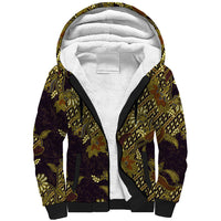 Indonesian Parang Batik Sherpa Hoodie Yellow Floral Pattern