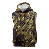 Indonesian Parang Batik Sleeveless Hoodie Yellow Floral Pattern