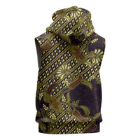 Indonesian Parang Batik Sleeveless Hoodie Yellow Floral Pattern