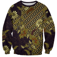 Indonesian Parang Batik Sweatshirt Yellow Floral Pattern