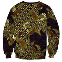 Indonesian Parang Batik Sweatshirt Yellow Floral Pattern