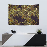 Indonesian Parang Batik Tapestry Yellow Floral Pattern