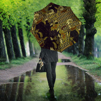 Indonesian Parang Batik Umbrella Yellow Floral Pattern