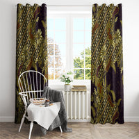 Indonesian Parang Batik Window Curtain Yellow Floral Pattern