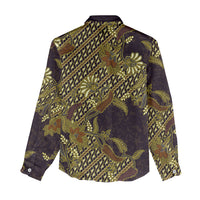 Indonesian Parang Batik Women Casual Shirt Yellow Floral Pattern