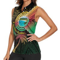 Vanuatu Espiritu Santo Island Women Sleeveless Polo Shirt Beach Landscape