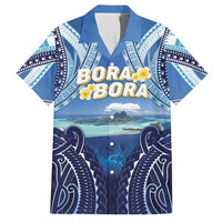 Personalised French Polynesia Bora Bora Family Matching Tank Maxi Dress and Hawaiian Shirt Beach Landscape Polynesian Style LT05 Dad's Shirt - Short Sleeve Blue - Polynesian Pride