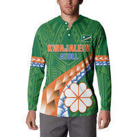 Personalised Marshall Islands Kwajalein Atoll Button Sweatshirt Polynesian Tribal Tattoo