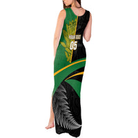 Custom New Zealand And South Africa Rugby Tank Maxi Dress 2023 Springboks Combine All Black Silver Fern LT05 - Polynesian Pride