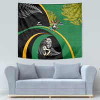 New Zealand And South Africa Rugby Tapestry 2023 Springboks Combine All Black Silver Fern LT05 - Polynesian Pride