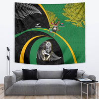 New Zealand And South Africa Rugby Tapestry 2023 Springboks Combine All Black Silver Fern LT05 - Polynesian Pride