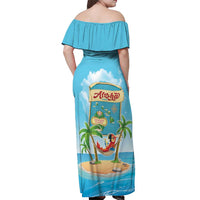 Aloha Hawaii Off Shoulder Maxi Dress Funny Macaw Parrot Tropical Vibe
