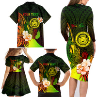 Personalised Hawaii State Motto Family Matching Long Sleeve Bodycon Dress and Hawaiian Shirt Hawaiian Tribal Reggae Hammerhead Shark LT05 - Polynesian Pride