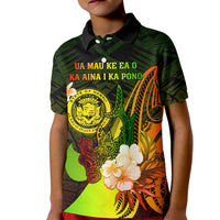 Personalised Hawaii State Motto Kid Polo Shirt Hawaiian Tribal Reggae Hammerhead Shark LT05 Kid Reggae - Polynesian Pride