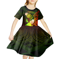 Personalised Hawaii State Motto Kid Short Sleeve Dress Hawaiian Tribal Reggae Hammerhead Shark LT05 - Polynesian Pride