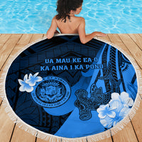 Hawaii State Motto Beach Blanket Hawaiian Tribal Blue Hammerhead Shark LT05 - Polynesian Pride