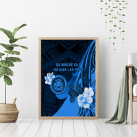 Hawaii State Motto Canvas Wall Art Hawaiian Tribal Blue Hammerhead Shark LT05 - Polynesian Pride
