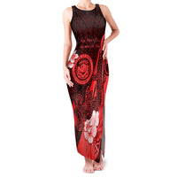 Personalised Hawaii State Motto Family Matching Tank Maxi Dress and Hawaiian Shirt Hawaiian Tribal Red Hammerhead Shark LT05 Mom's Dress Red - Polynesian Pride