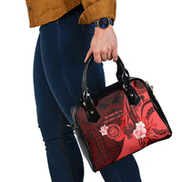 Hawaii State Motto Shoulder Handbag Hawaiian Tribal Red Hammerhead Shark LT05 - Polynesian Pride