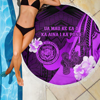 Hawaii State Motto Beach Blanket Hawaiian Tribal Purple Hammerhead Shark LT05 - Polynesian Pride