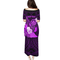 Personalised Hawaii State Motto Family Matching Puletasi and Hawaiian Shirt Hawaiian Tribal Purple Hammerhead Shark LT05 - Polynesian Pride