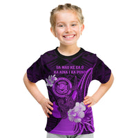 Personalised Hawaii State Motto Kid T Shirt Hawaiian Tribal Purple Hammerhead Shark LT05 Purple - Polynesian Pride