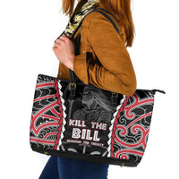 Aotearoa Waitangi Day Leather Tote Bag Maori Warrior Tribal Tattoo LT05 Black - Polynesian Pride