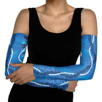Hawaii Maile Lei Arm Sleeves With Blue Monstera Pattern LT05 - Polynesian Pride