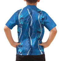 Hawaii Maile Lei Family Matching Off Shoulder Short Dress and Hawaiian Shirt With Blue Monstera Pattern LT05 - Polynesian Pride