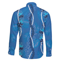 Hawaii Maile Lei Family Matching Summer Maxi Dress and Hawaiian Shirt With Blue Monstera Pattern LT05 - Polynesian Pride