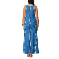Hawaii Maile Lei Family Matching Tank Maxi Dress and Hawaiian Shirt With Blue Monstera Pattern LT05 - Polynesian Pride