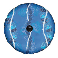 Hawaii Maile Lei Spare Tire Cover With Blue Monstera Pattern