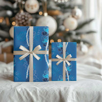 Hawaii Maile Lei Wrapping Paper With Blue Monstera Pattern - Polynesian Pride