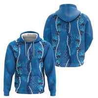 Hawaii Maile Lei Zip Hoodie With Blue Monstera Pattern