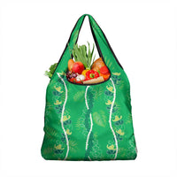 Hawaii Maile Lei Grocery Bag With Green Monstera Pattern