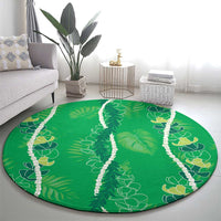 Hawaii Maile Lei Round Carpet With Green Monstera Pattern LT05 - Polynesian Pride