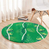 Hawaii Maile Lei Round Carpet With Green Monstera Pattern LT05 - Polynesian Pride