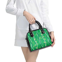 Hawaii Maile Lei Shoulder Handbag With Green Monstera Pattern