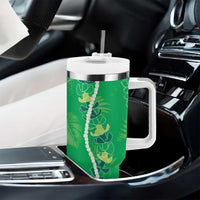 Hawaii Maile Lei Tumbler With Handle With Green Monstera Pattern