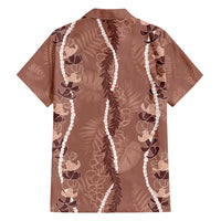 Hawaii Maile Lei Family Matching Summer Maxi Dress and Hawaiian Shirt With Brown Monstera Pattern LT05 - Polynesian Pride