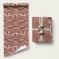 Hawaii Maile Lei Wrapping Paper With Brown Monstera Pattern - Polynesian Pride